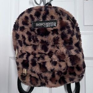 Skechers Leopard Print Faux Fur Mini Backpack - Brown/Black